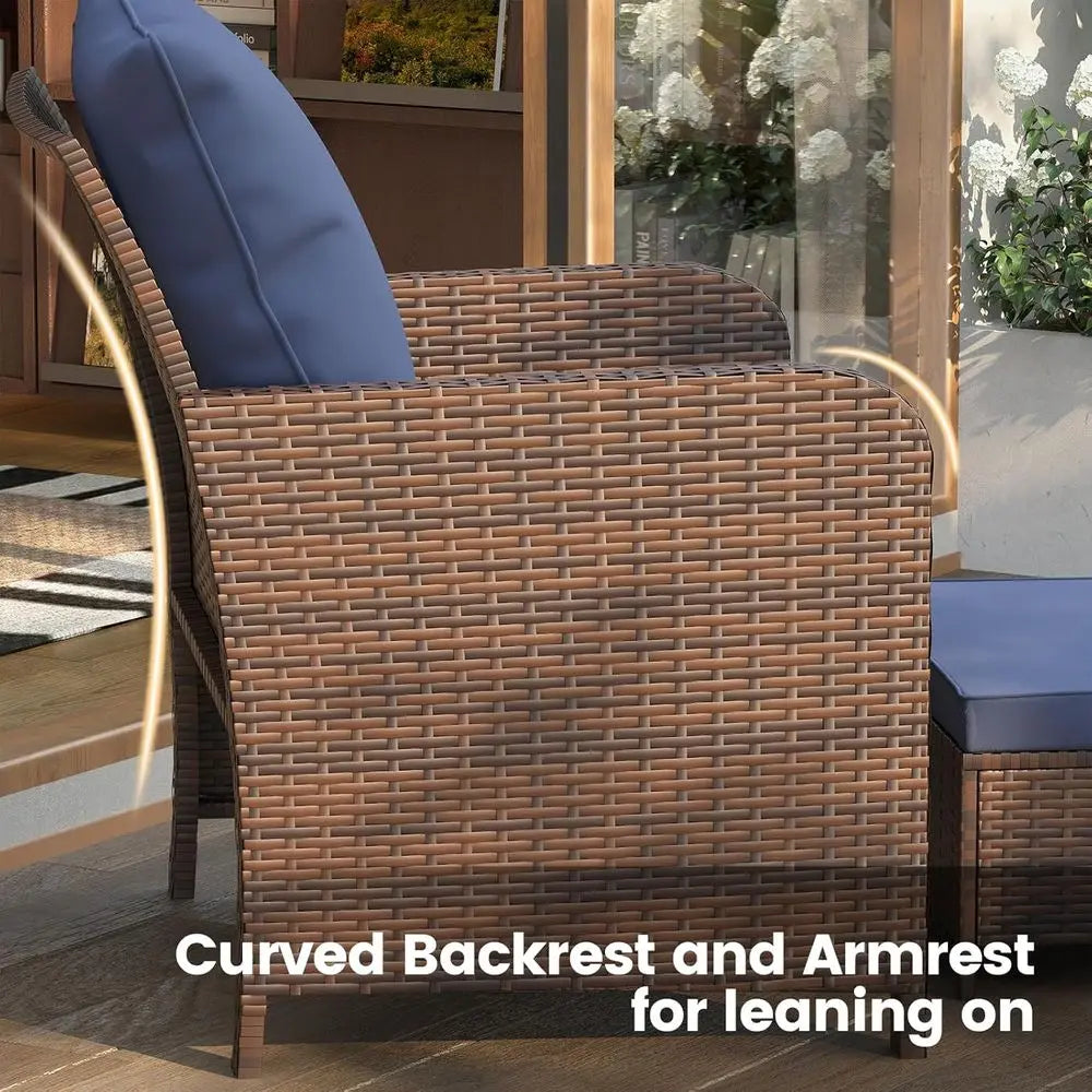 Patio Furniture Set With Hidden Ottoman For Balcony Or Porch
