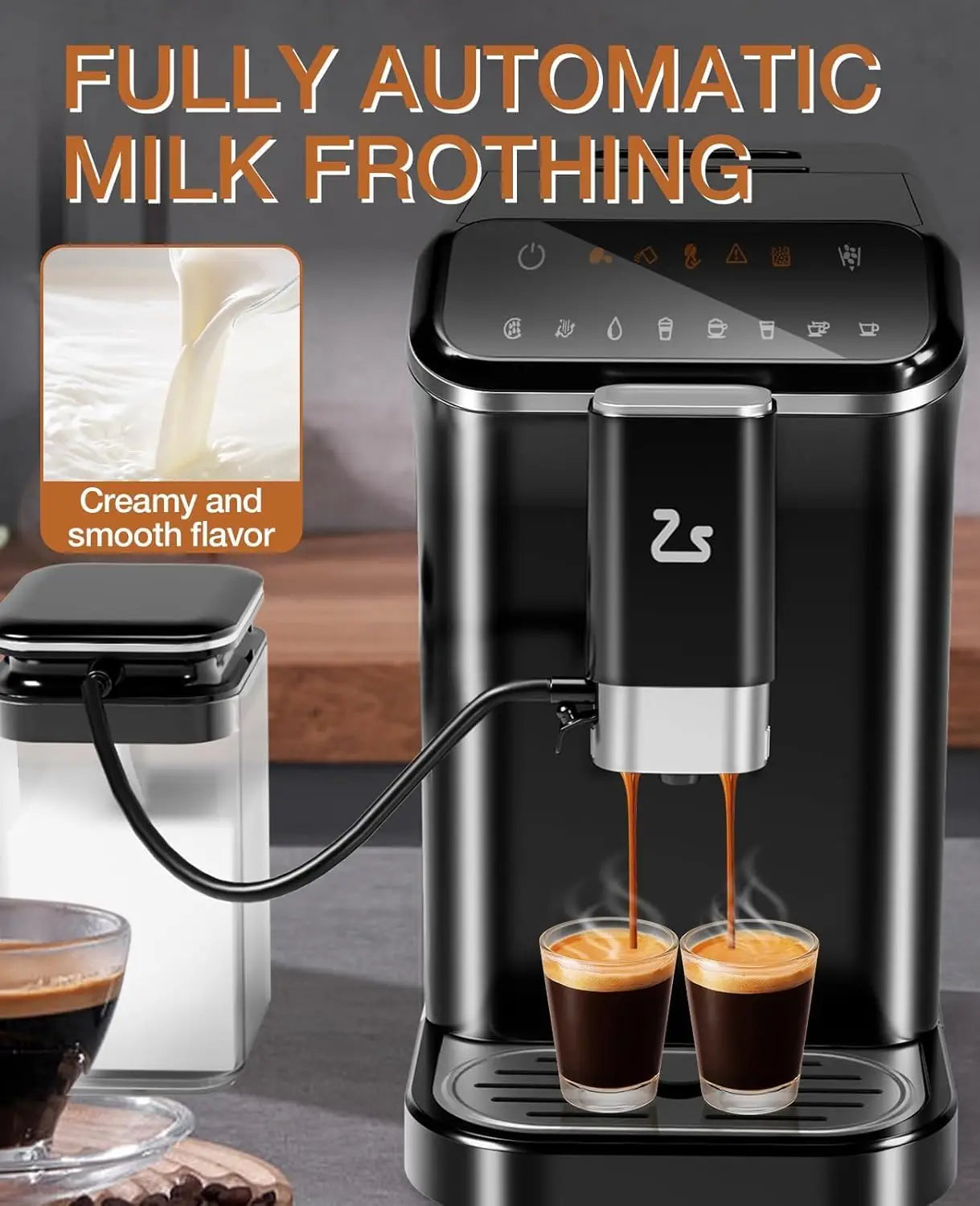 Acekool 20-Bar Fully Automatic Espresso Machine With Grinder And Frother
