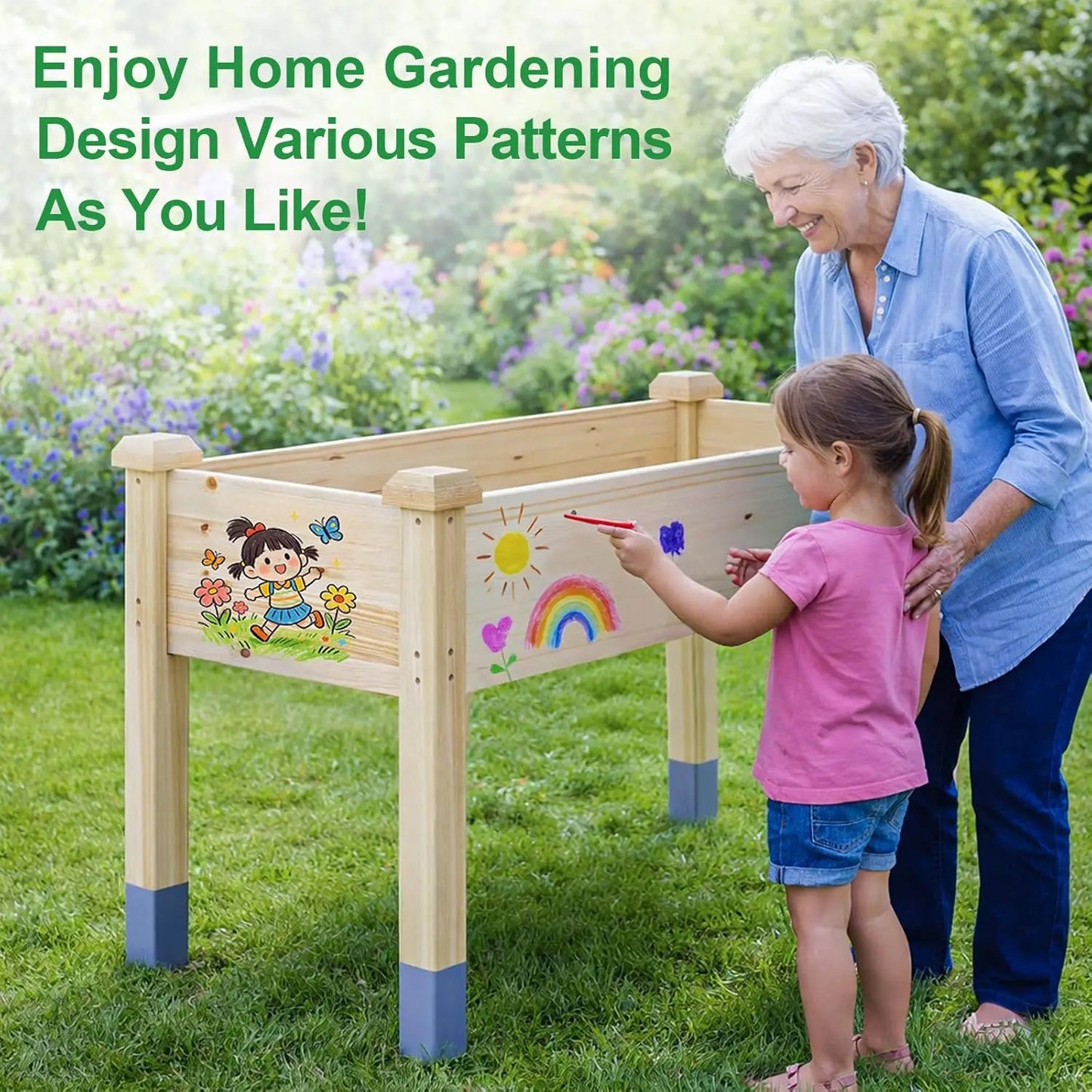 Wooden Raised Garden Bed With Legs For Veggies And Flowers