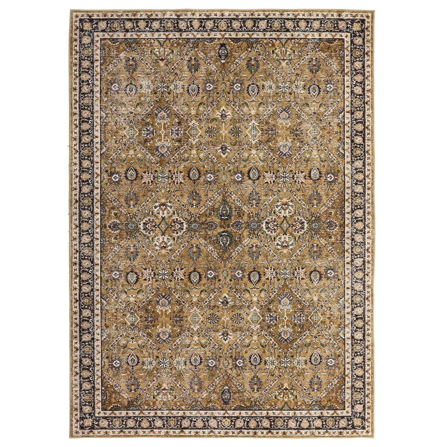 NONECN Moroccan Trellis Low Pile Rug Machine Washable Non Slip