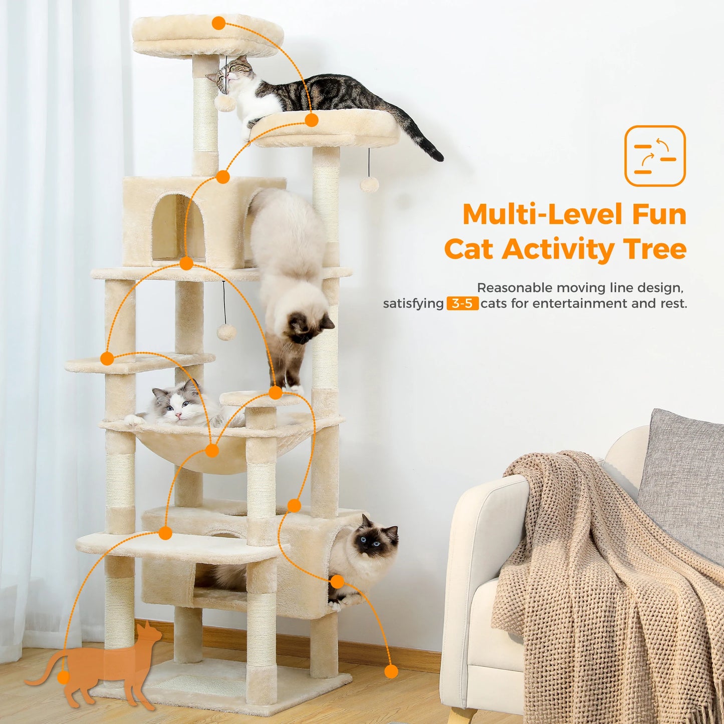 PAWZ Road Cat Tree Tower Indoor Scratching Posts Hammock Perches