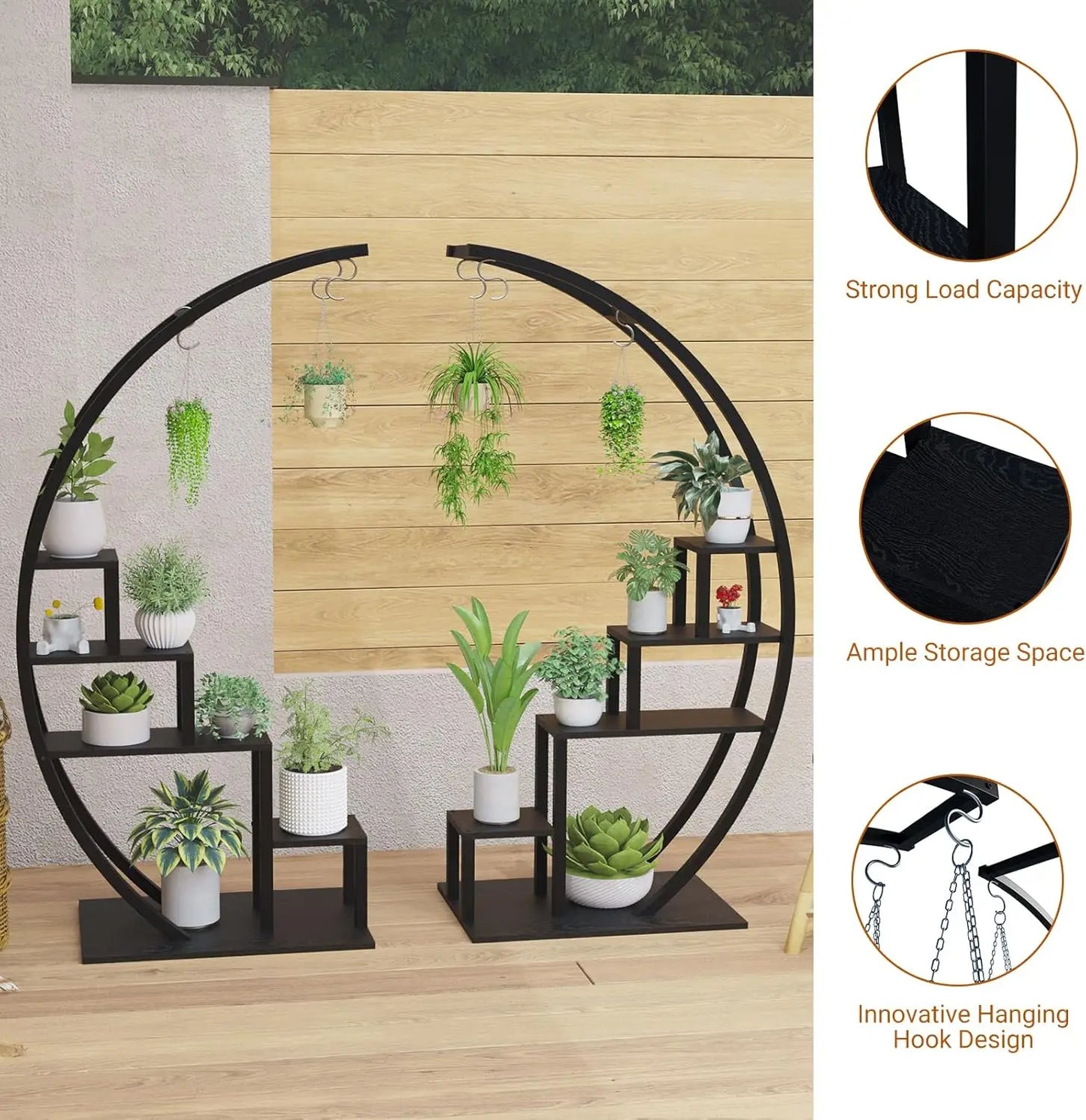 TWISTER.CK 5 Tier Metal Half Moon Plant Stand Indoor Garden Shelf