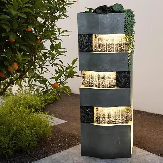 DAFIFY 4-Tier Outdoor Garden Water Fountain With LED Lights