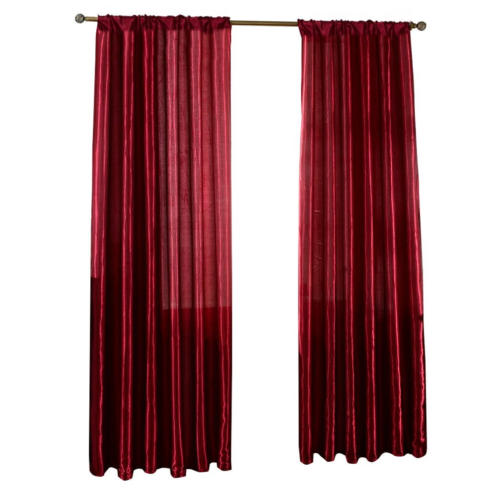 Solid Satin Curtain For Living Room Half Blackout Drape