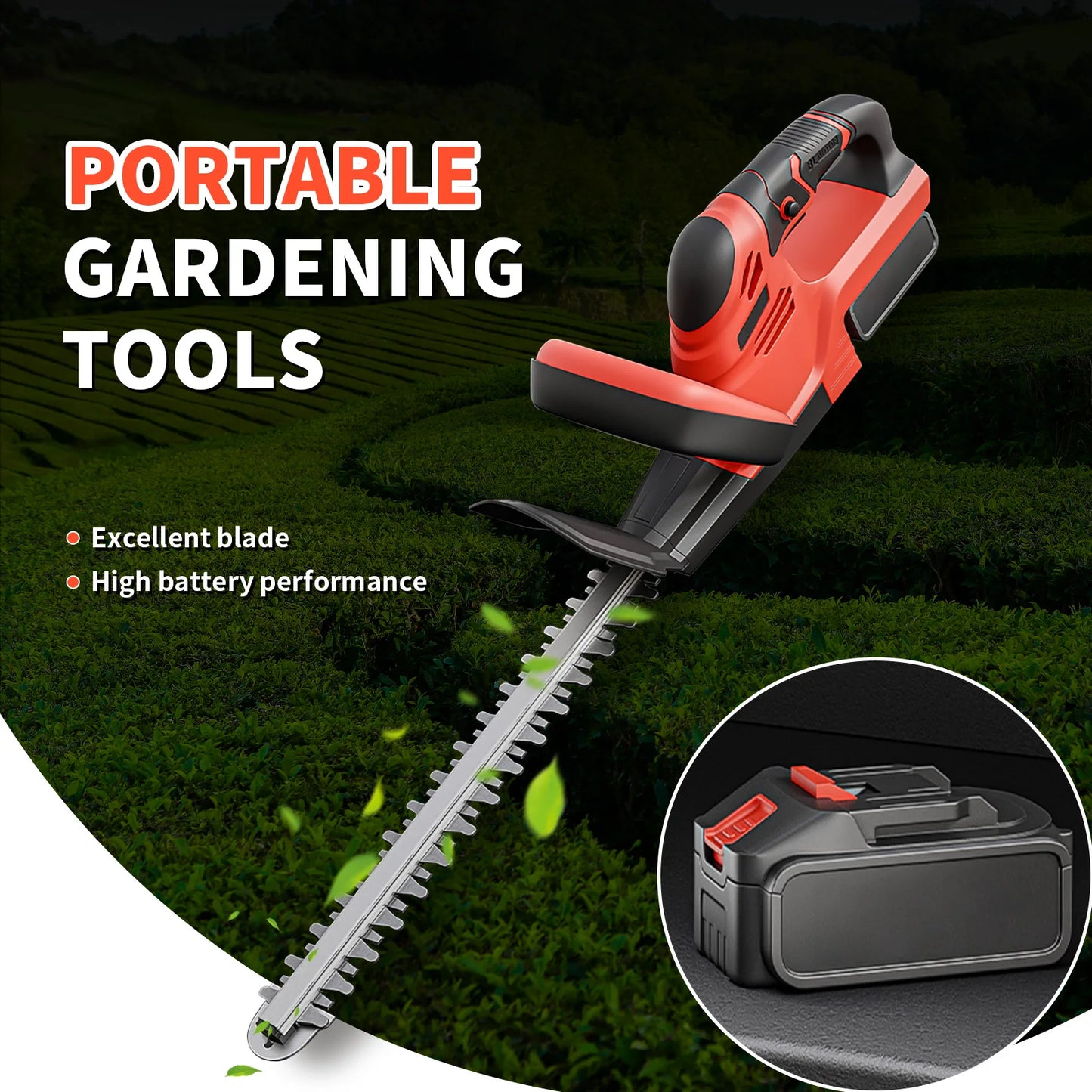 Cordless Hedge Trimmer With 3Ah Battery And Charger Garden