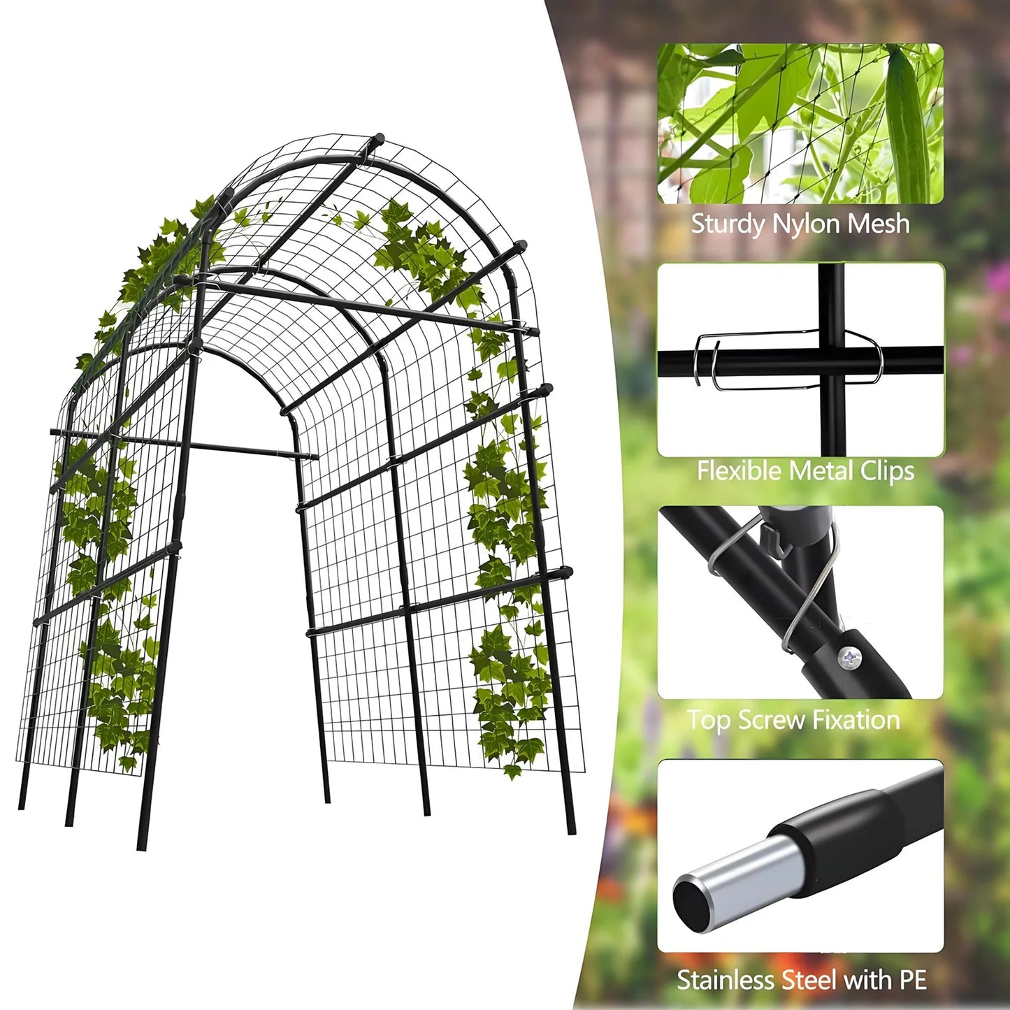 HiMISS Garden Arch Trellis Outdoor Arbor For Climbing Plants Wedding Backdrop
