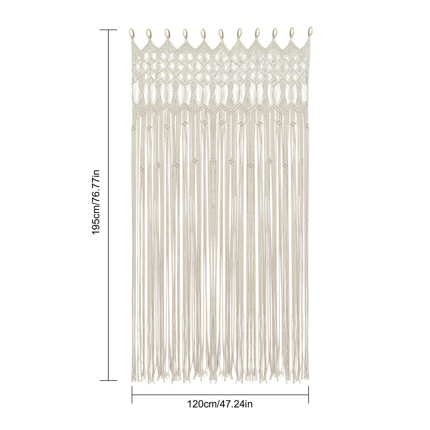 Woven Bohemian Curtain Cotton Linen Plain Washable For Living Room