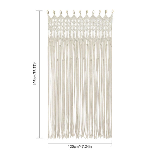 Woven Bohemian Curtain Cotton Linen Plain Washable For Living Room