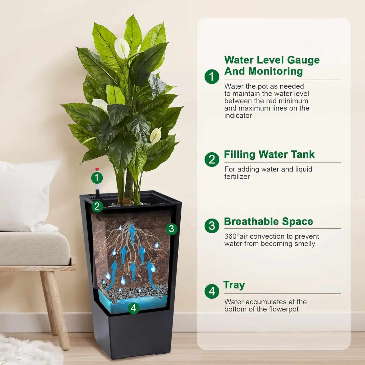 HobbyLane Indoor Outdoor Planter With Shelf Insert Plastic