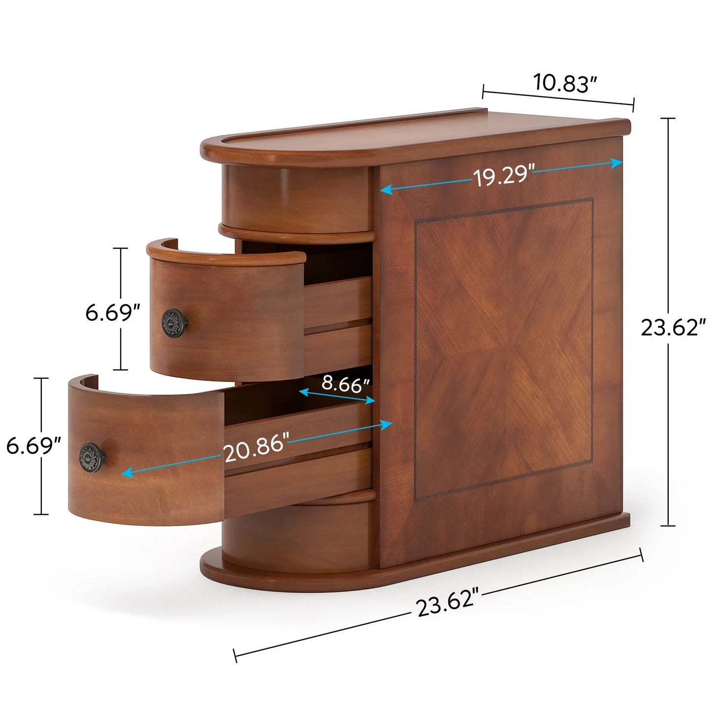 Tribesigns Round Wood End Table With Drawer Bedside Nightstand