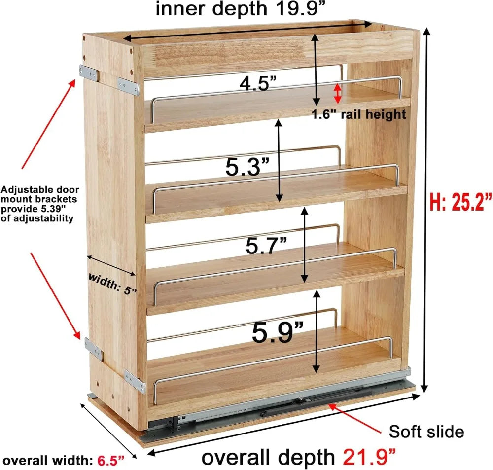 Pull Out Spice Rack Organizer For Cabinet Kitchen Storage
