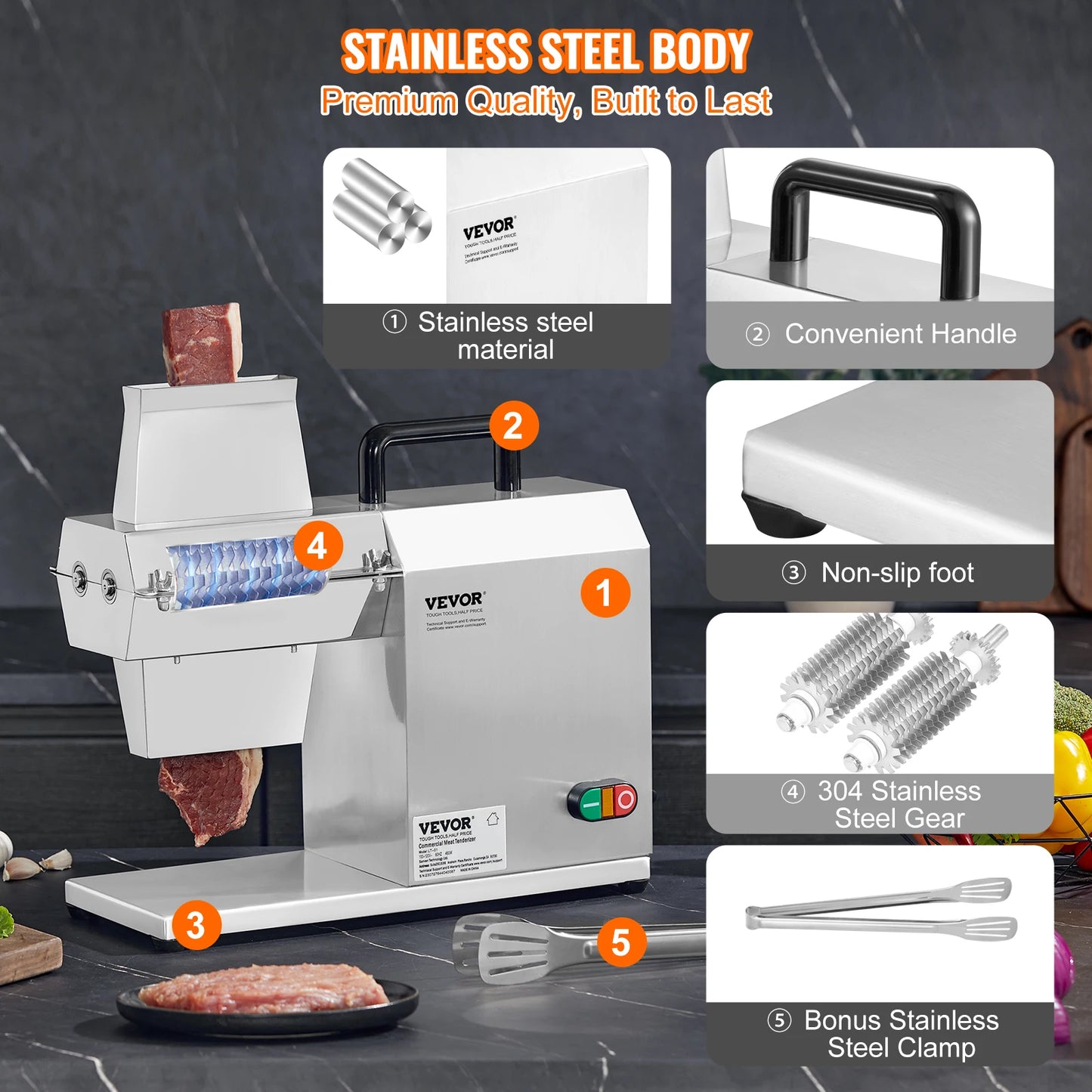 SucceBuy Commercial Meat Tenderizer Machine 54 Blades Electric 450W