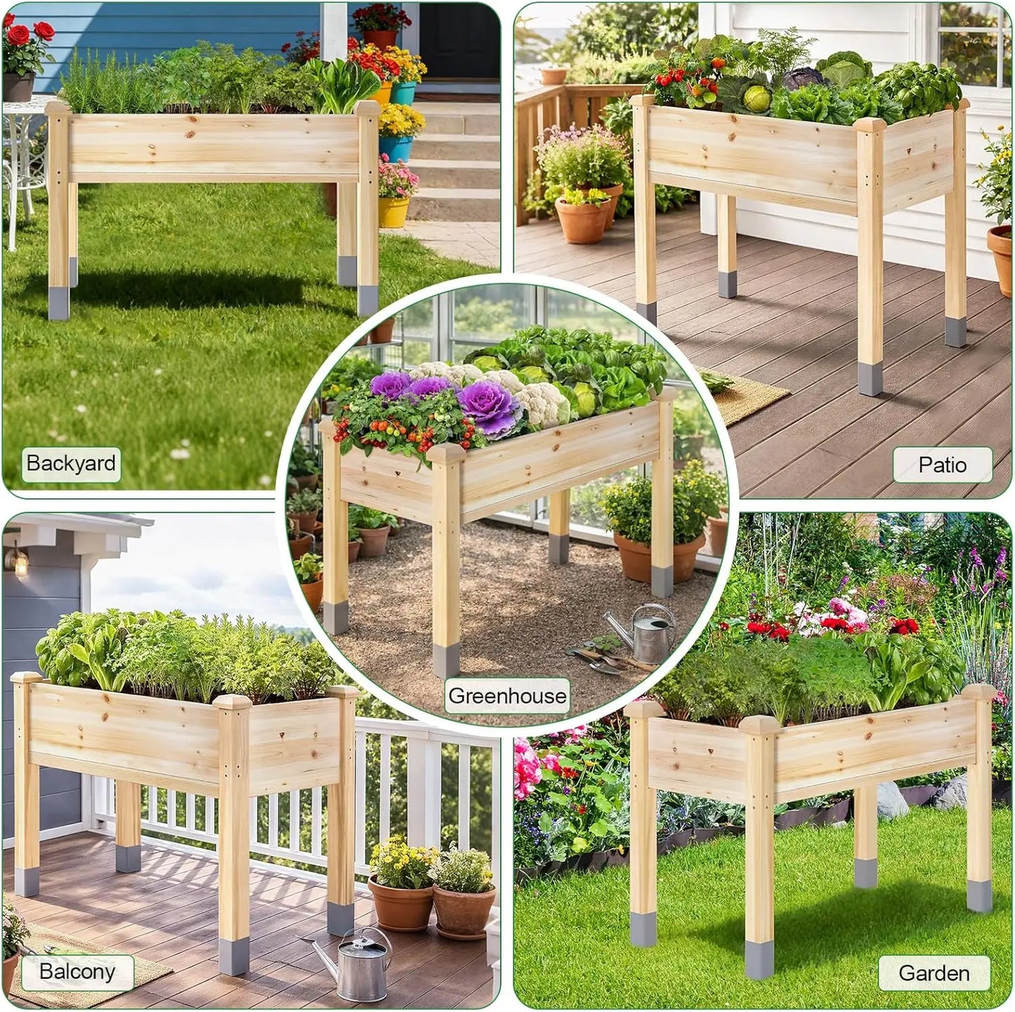 Wooden Raised Garden Bed With Legs For Veggies And Flowers