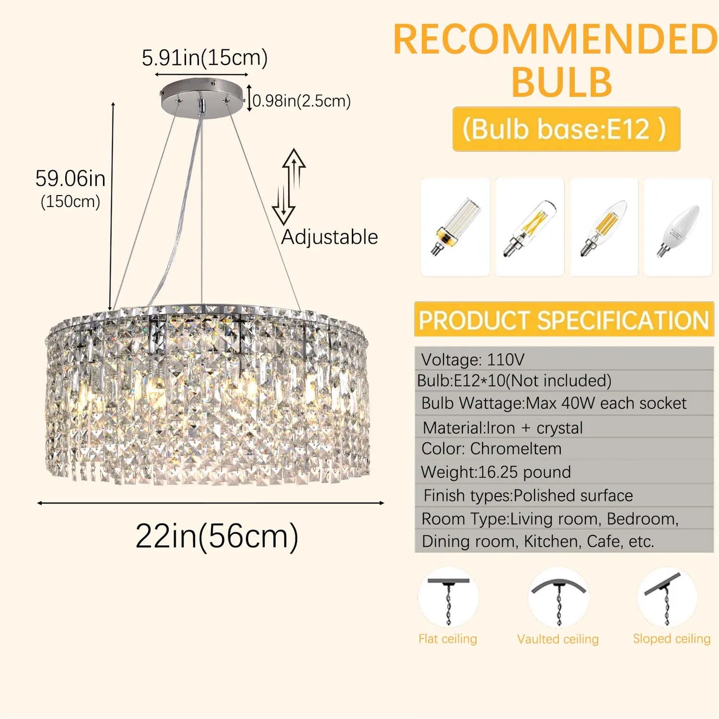 DF Light House Modern Crystal Chandelier for Living Room Pendant