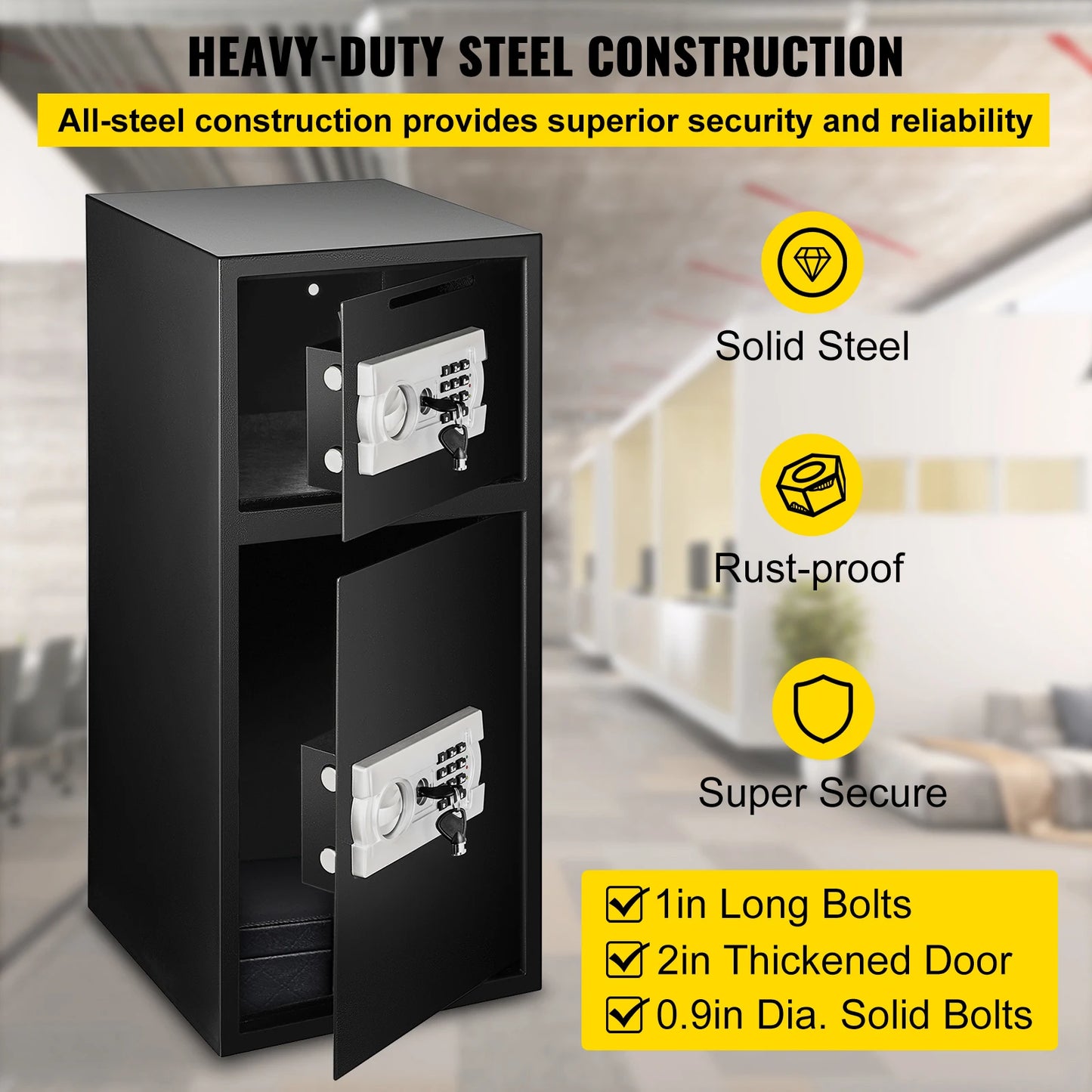 Double Door Safe Deposit Box With Electronic Lock For Home