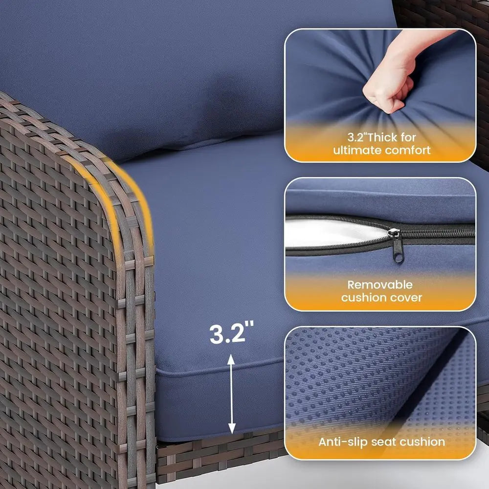 Patio Furniture Set With Hidden Ottoman For Balcony Or Porch