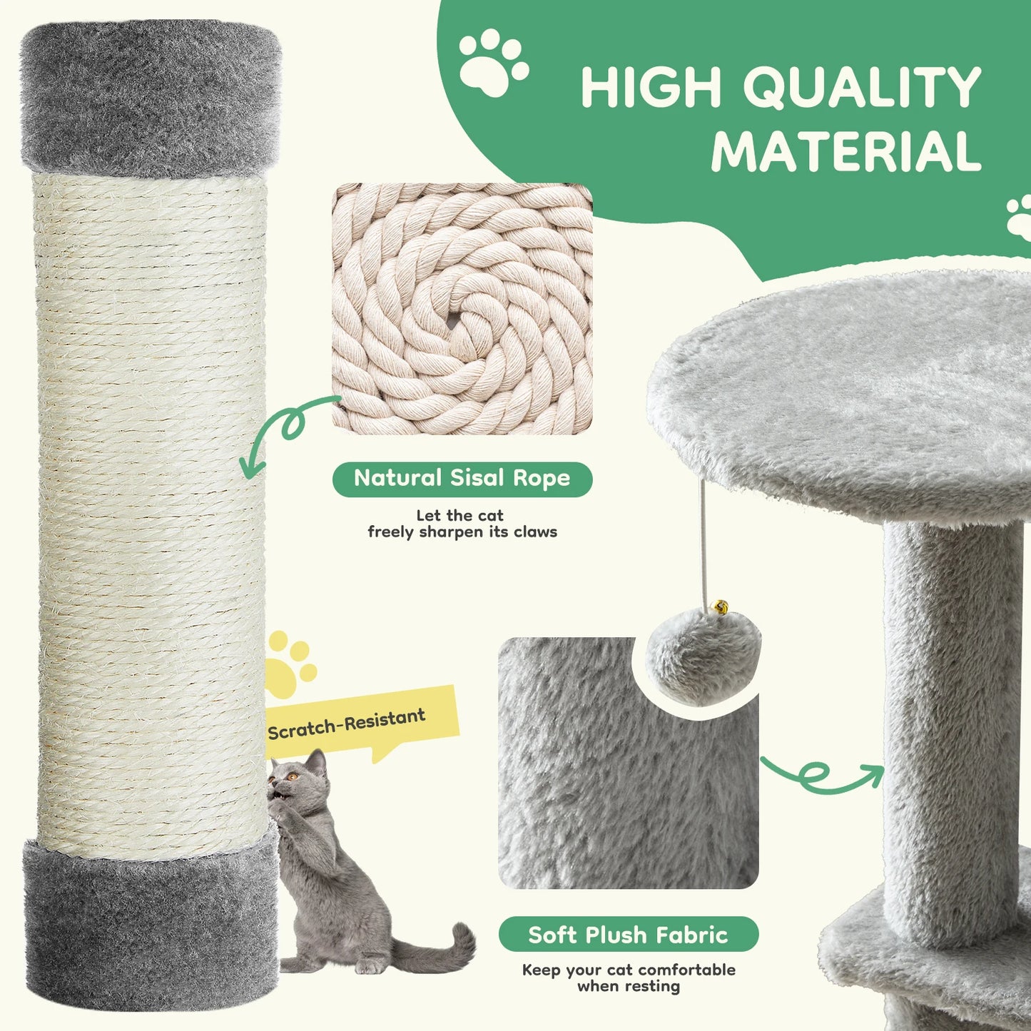 JHK Cat Tree Multi Level Tall Climbing Tower For Indoor Cats