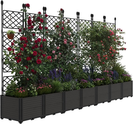 TWISTER.CK Plastic Planter Box With Trellis Rack