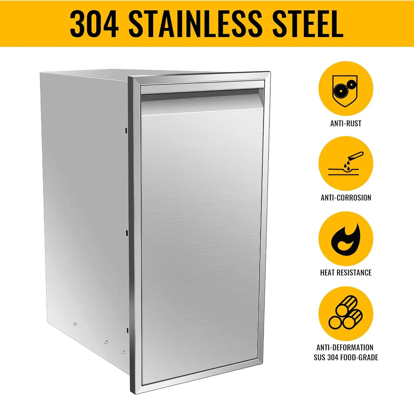 Built In Single Trash Drawer Outdoor Kitchen Stainless Steel