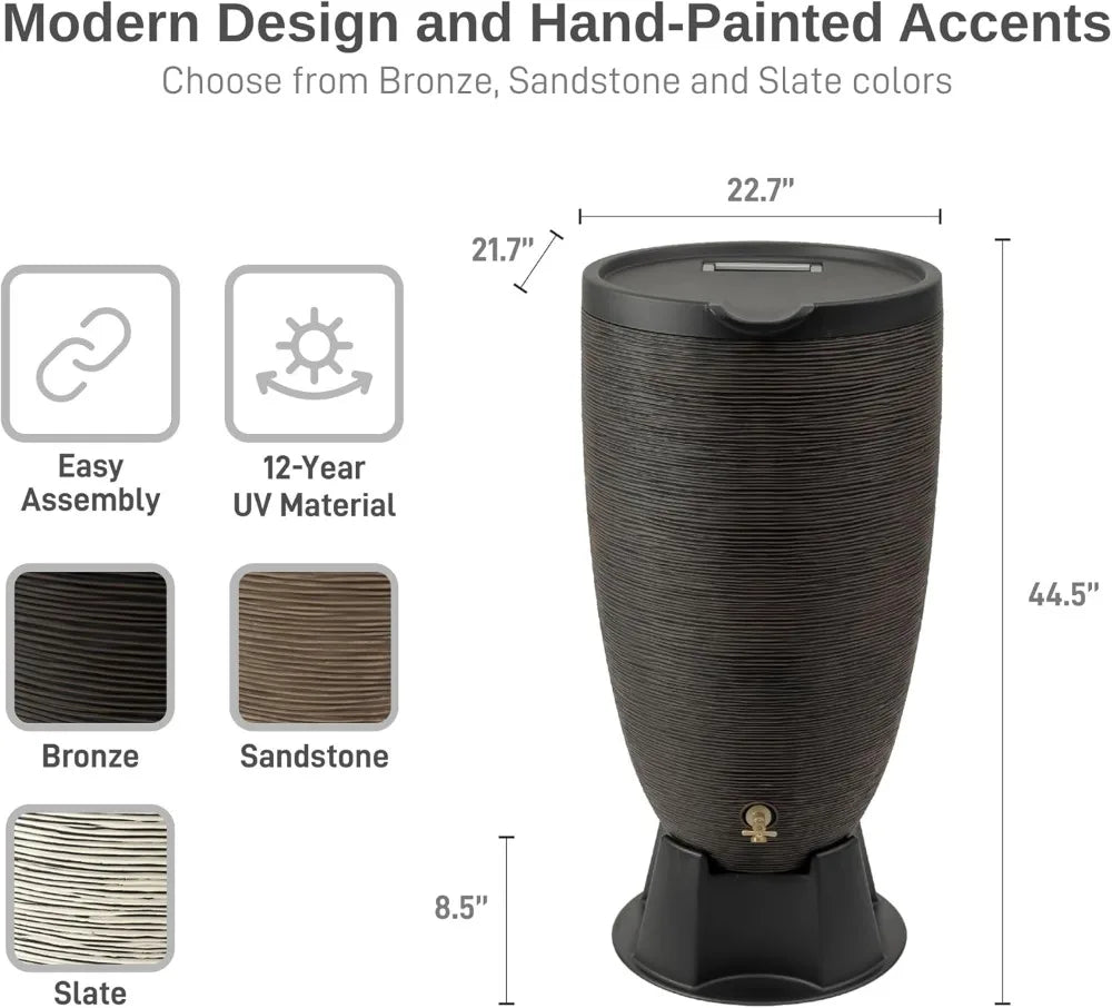 Rain Barrel With Stand Removable Lid And Overflow Nozzle