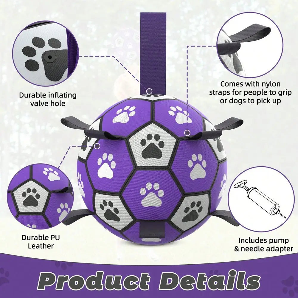 Dog Football Toy With Woven Band Indoor Outdoor Play