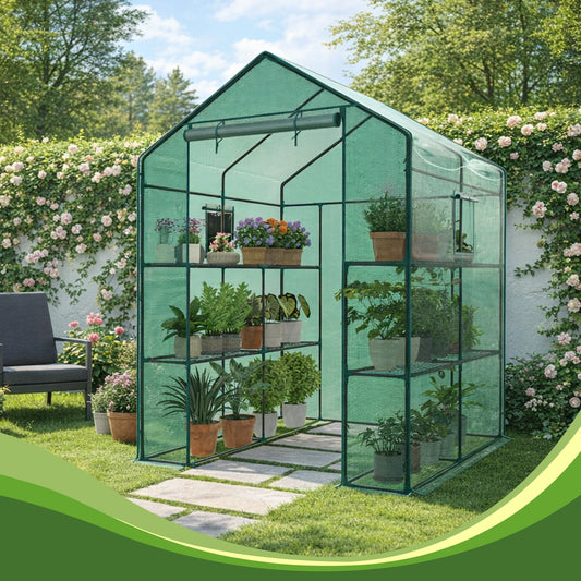 Portable Walk In Greenhouse For Outdoor Plants With Screen Windows