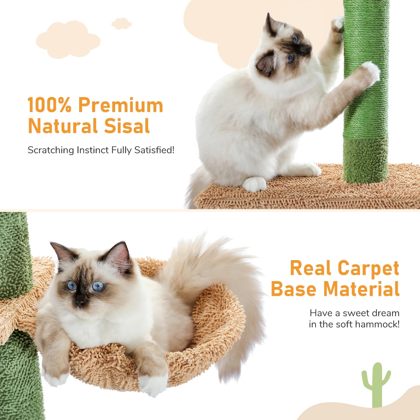 PAWZ Road Cat Tree 5-Tier Floor To Ceiling Cactus Climbing Tower Scratching Post
