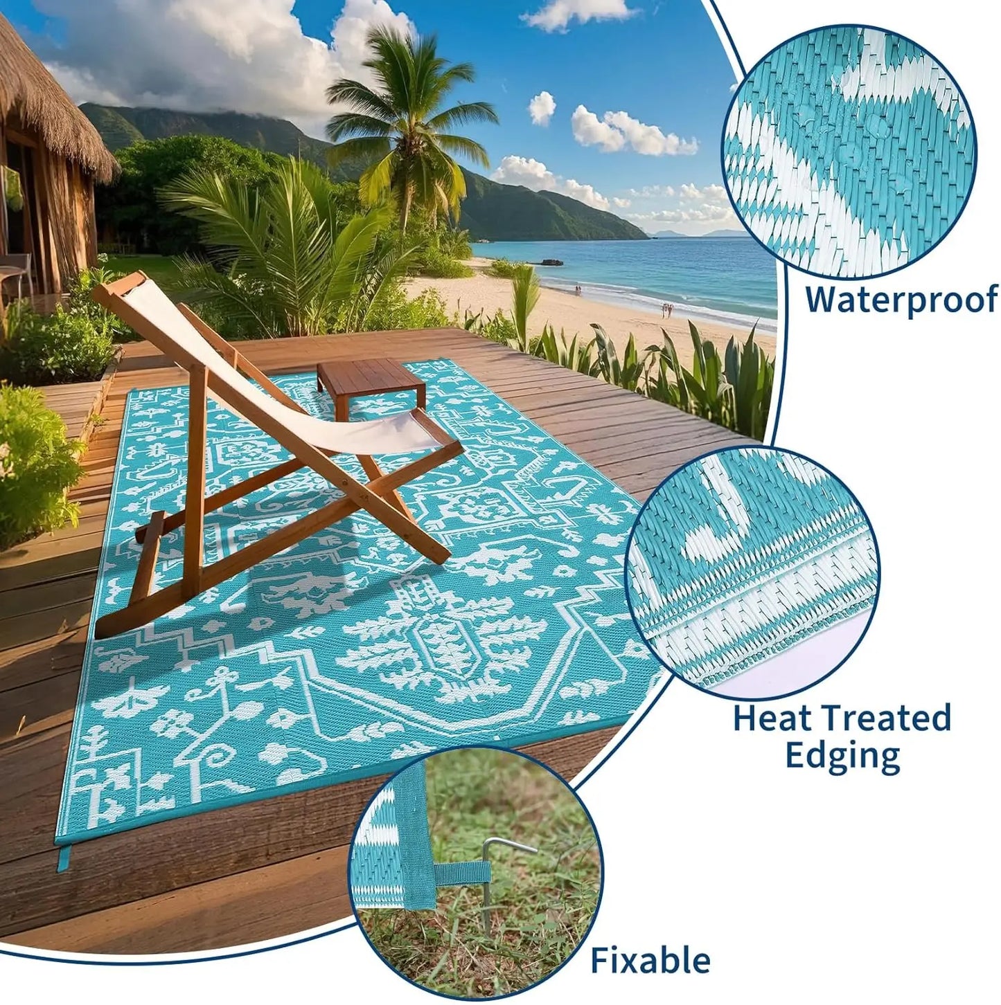 TWISTER.CK Waterproof Outdoor Area Rug Stain Resistant Polypropylene