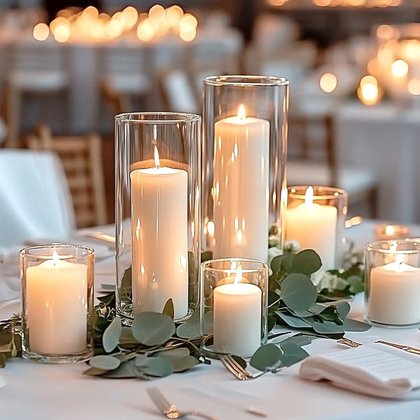 Tomnk Clear Glass Cylinder Vase Set For Wedding Centerpieces