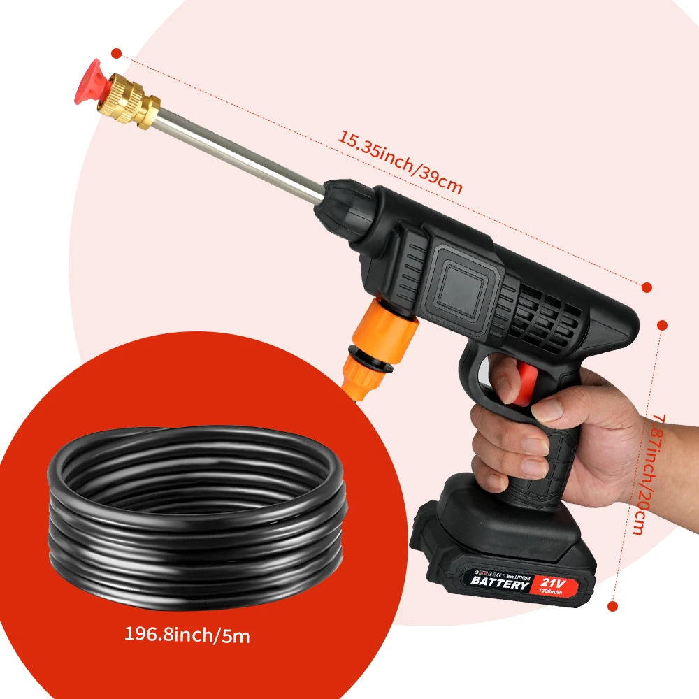 Cordless High Pressure Car Cleaning Gun With Battery Foam Cannon Hose