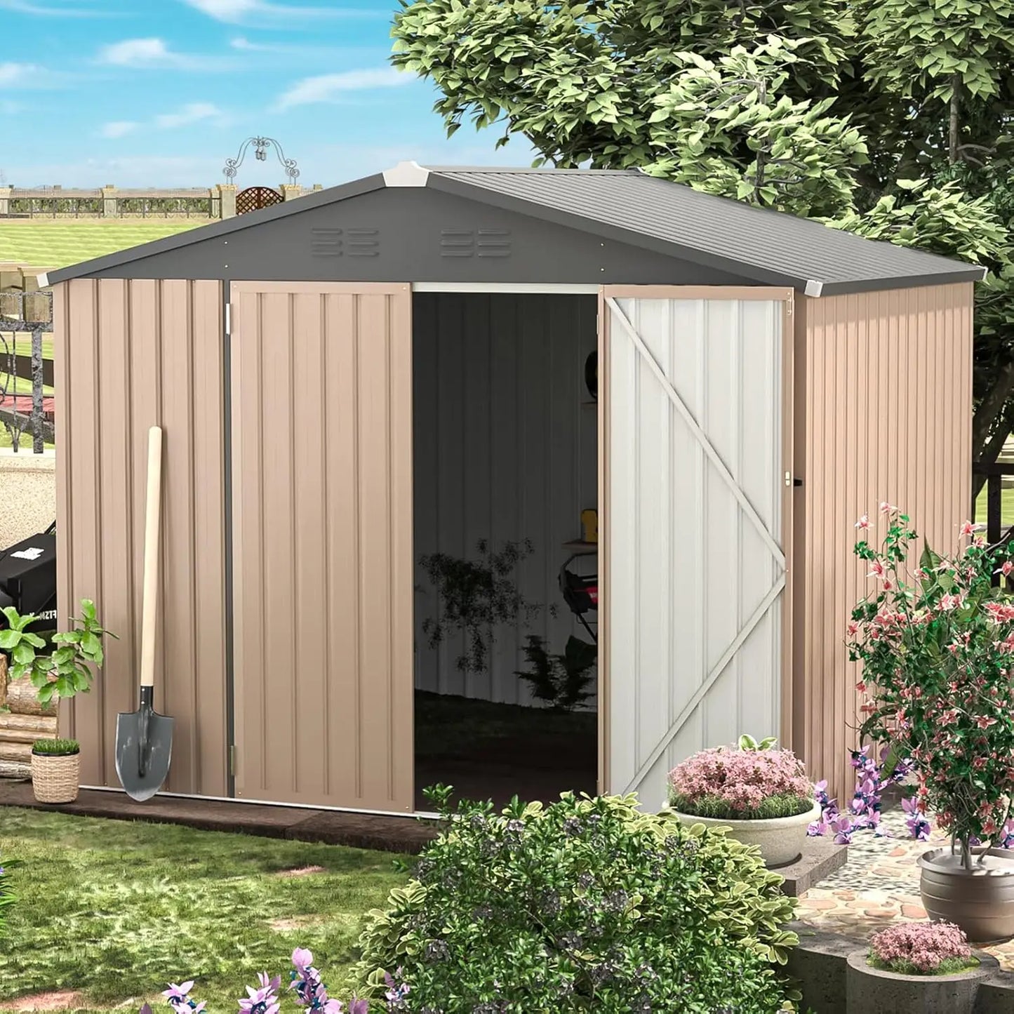 Lockable Steel Storage Shed For Garden Backyard Utility