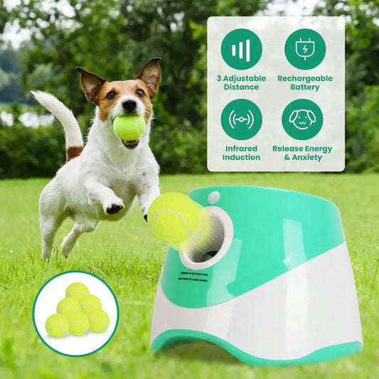 Dog Ball Launcher 6 Tennis Balls 3 Adjustable Distances