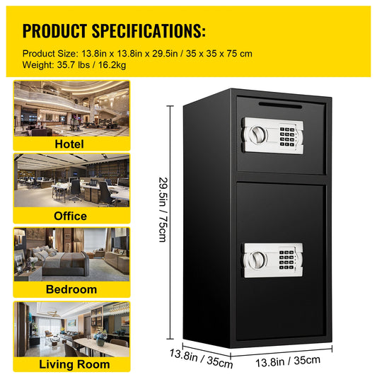 Double Door Safe Deposit Box With Electronic Lock For Home