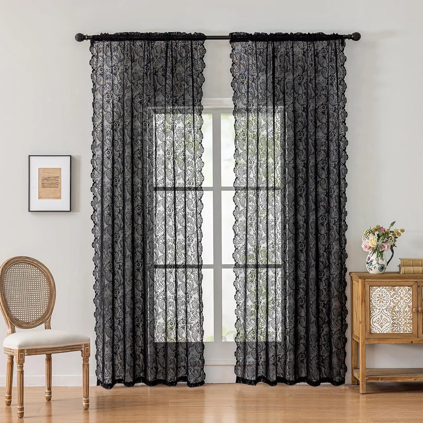 Elegant Phoenix Tail Lace Chiffon Curtain For Living Room