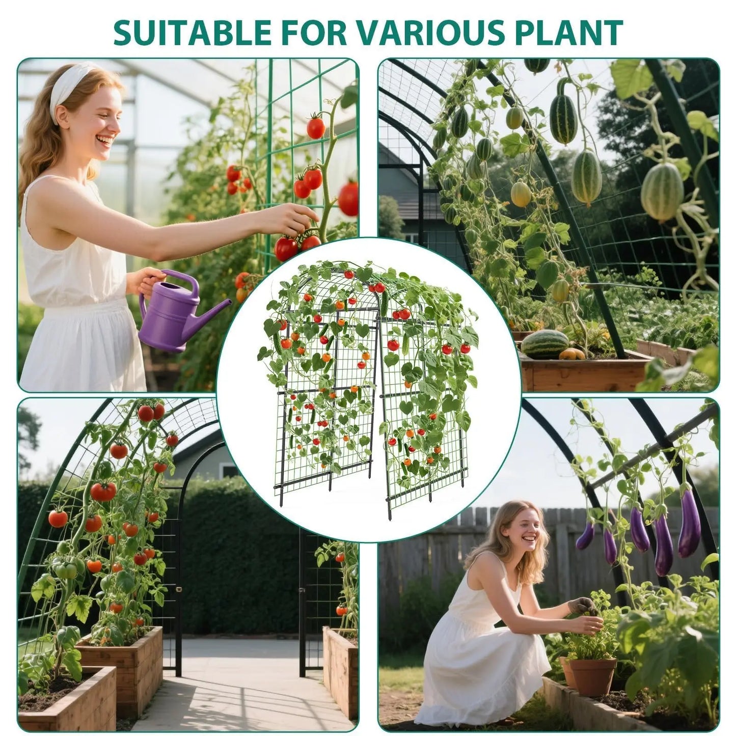 HiMISS Garden Arch Trellis Outdoor Arbor For Climbing Plants Wedding Backdrop