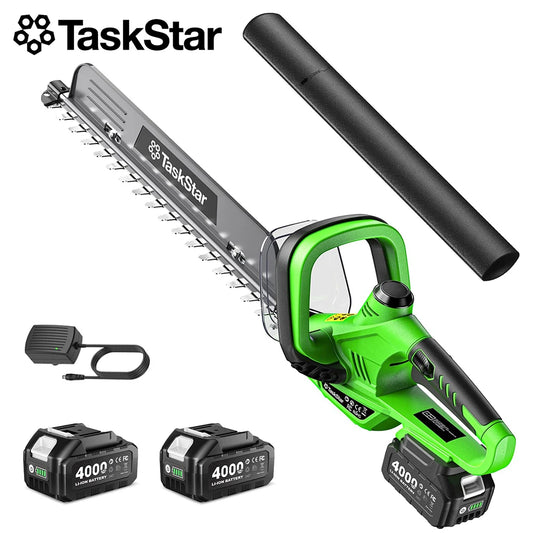 TaskStar Cordless Hedge Trimmer With Rotatable Handle And Dual Batteries