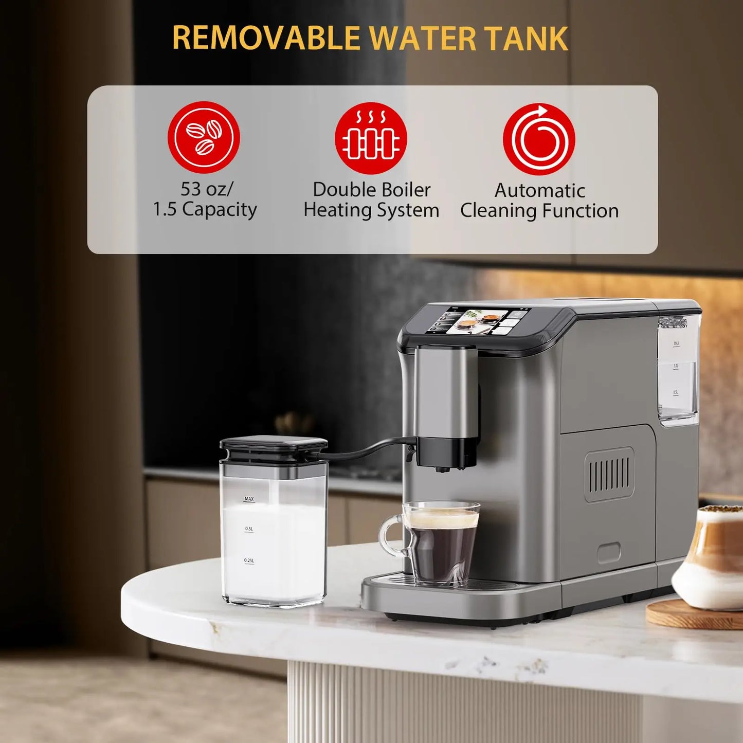Adoolla 20 Bar Fully Automatic Espresso Machine With Milk Frother