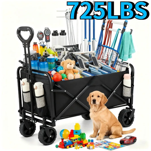 Collapsible Wagon Cart Foldable Beach Wagon All Terrain Wheels Heavy Duty