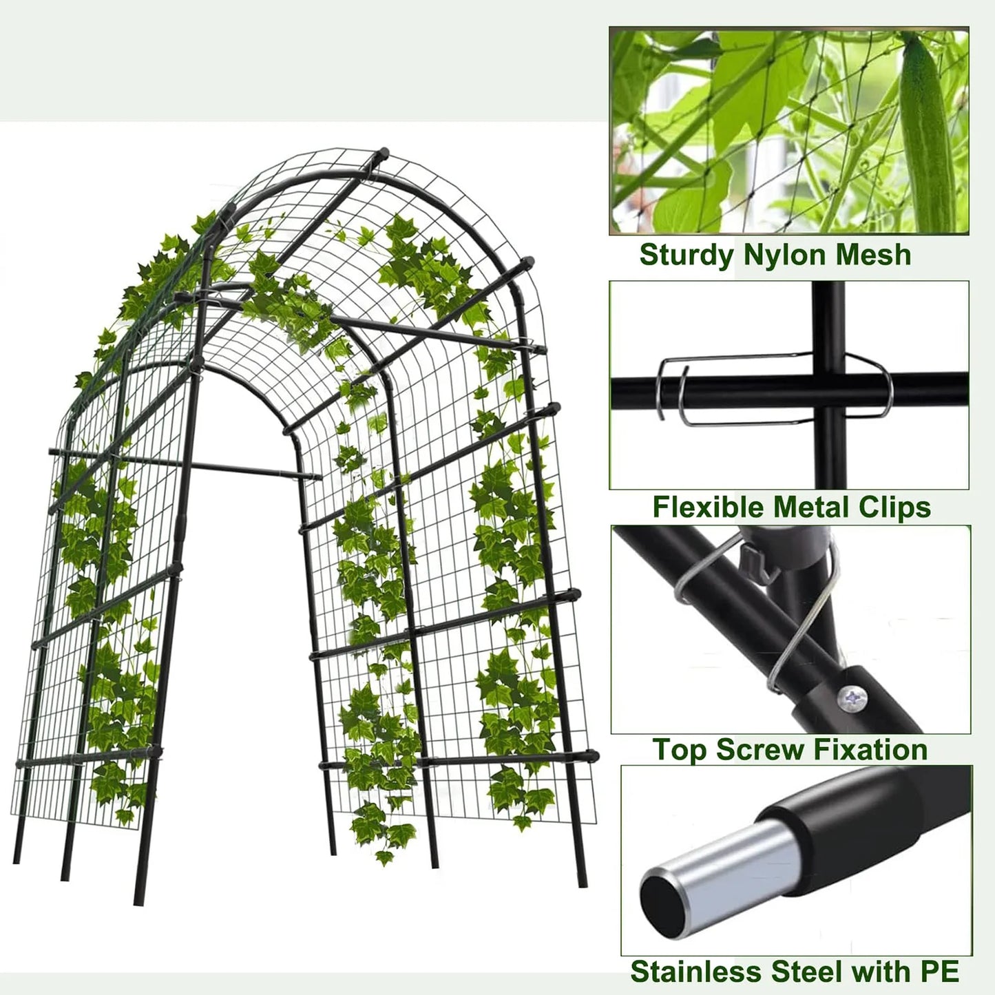 DishyKooker Heavy Duty Metal Garden Arch Trellis Cucumber Arbor