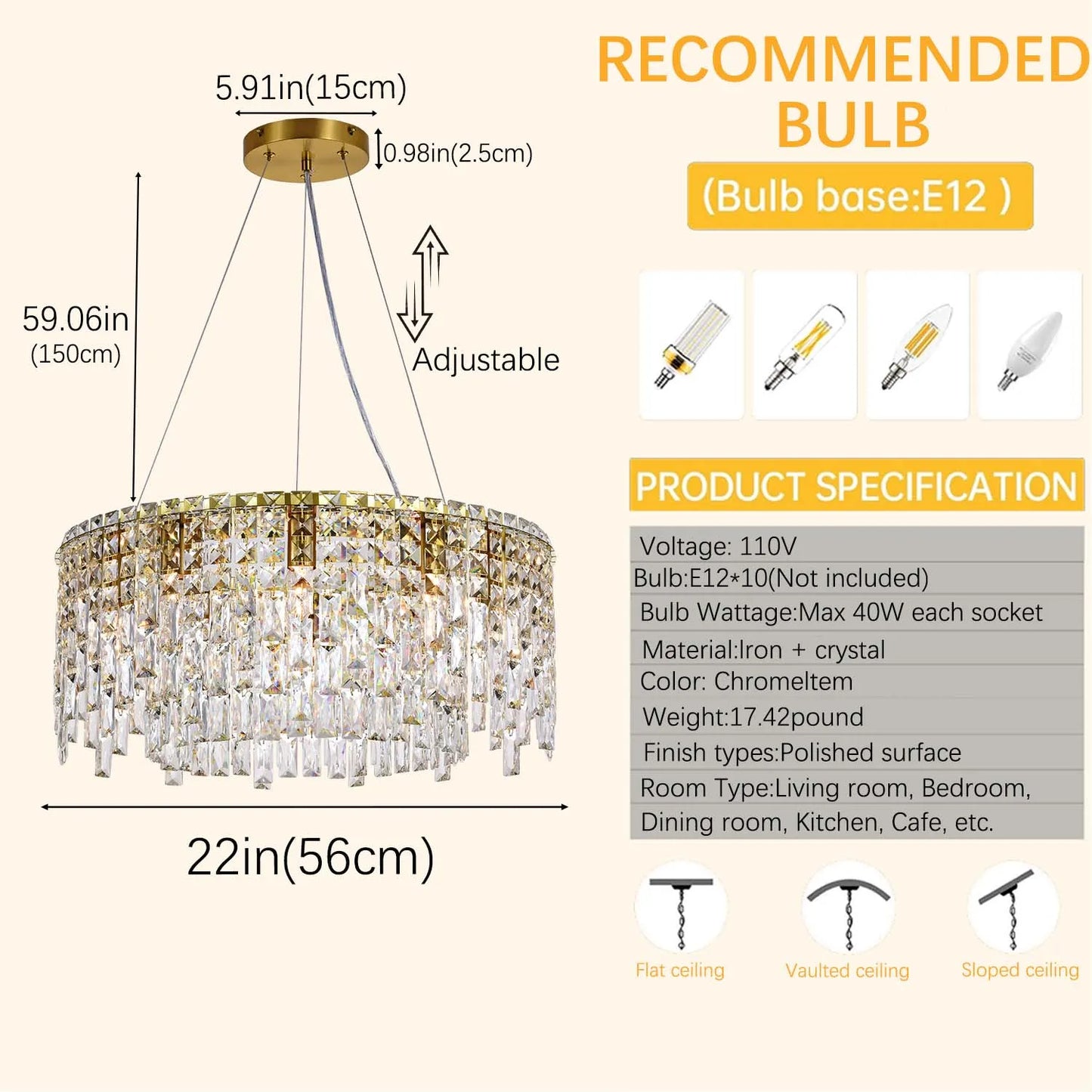 DF Light House Modern Crystal Chandelier for Living Room Pendant