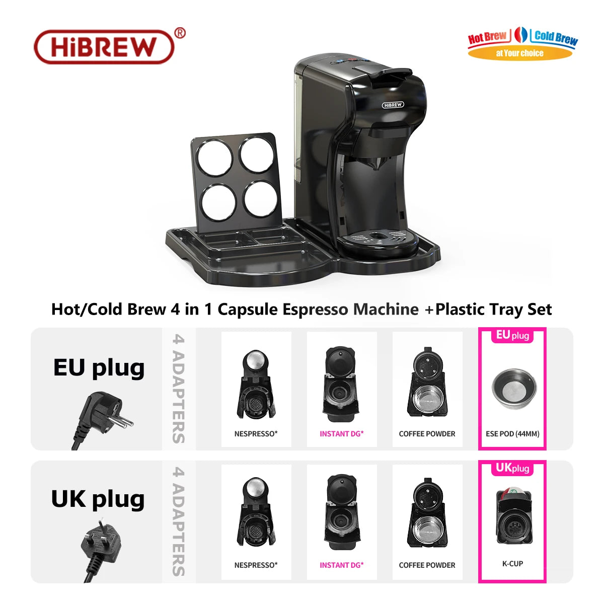 HiBREW 19 Bar 4 In 1 Espresso Coffee Machine Nespresso Dolce Gusto Compatible