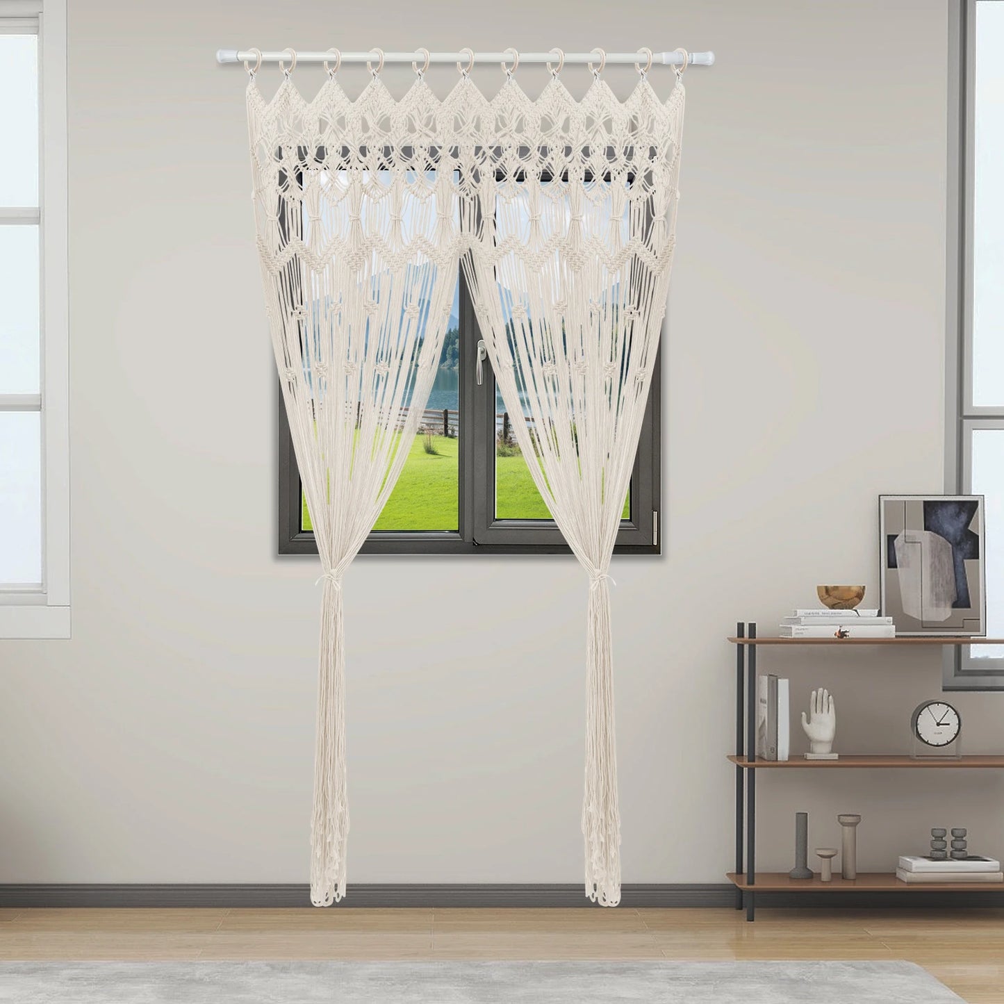 NONECN Woven Curtain Bohemian Knit Cotton Linen Home Decor