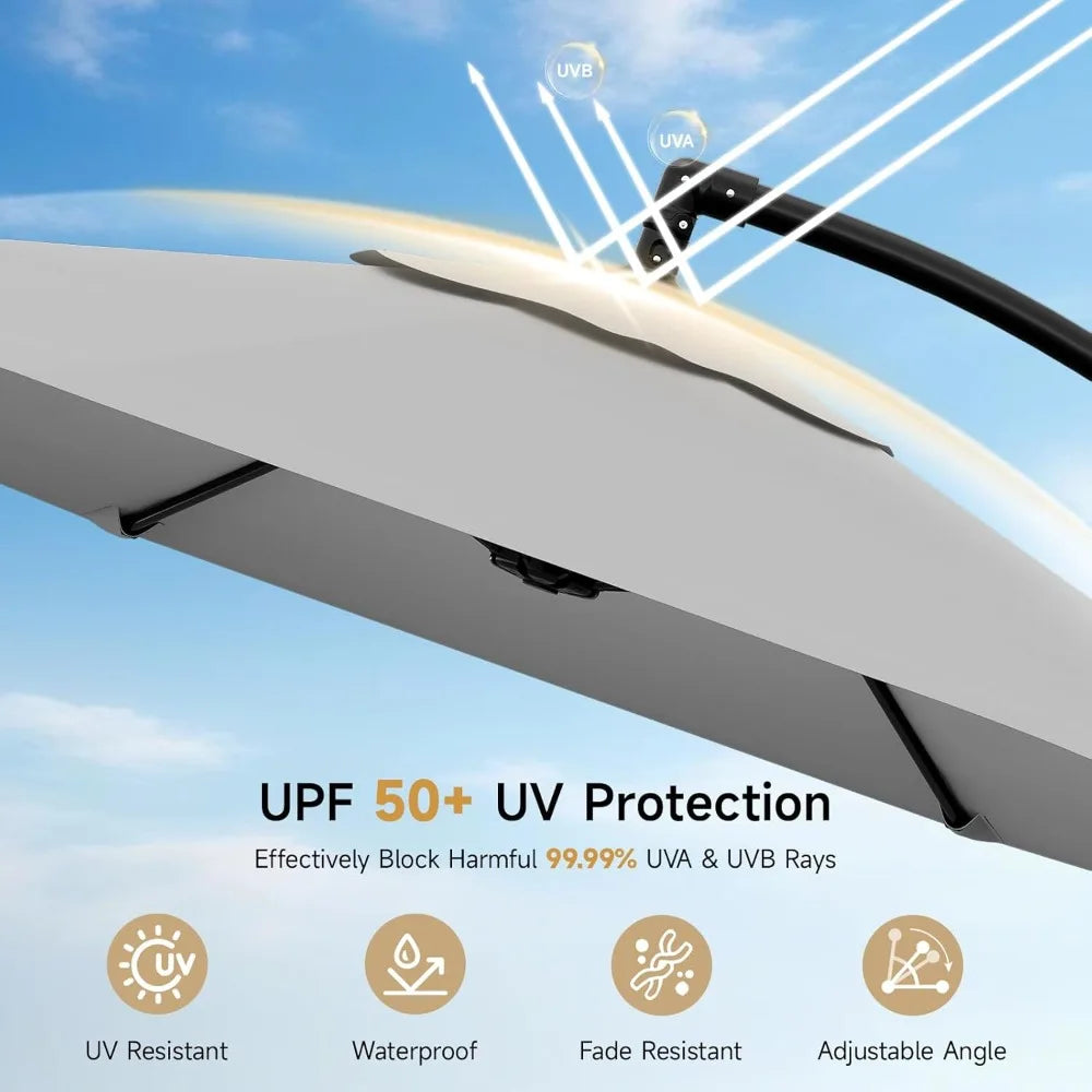 Cantilever Patio Umbrella With Sandbag Base UPF50 Protection