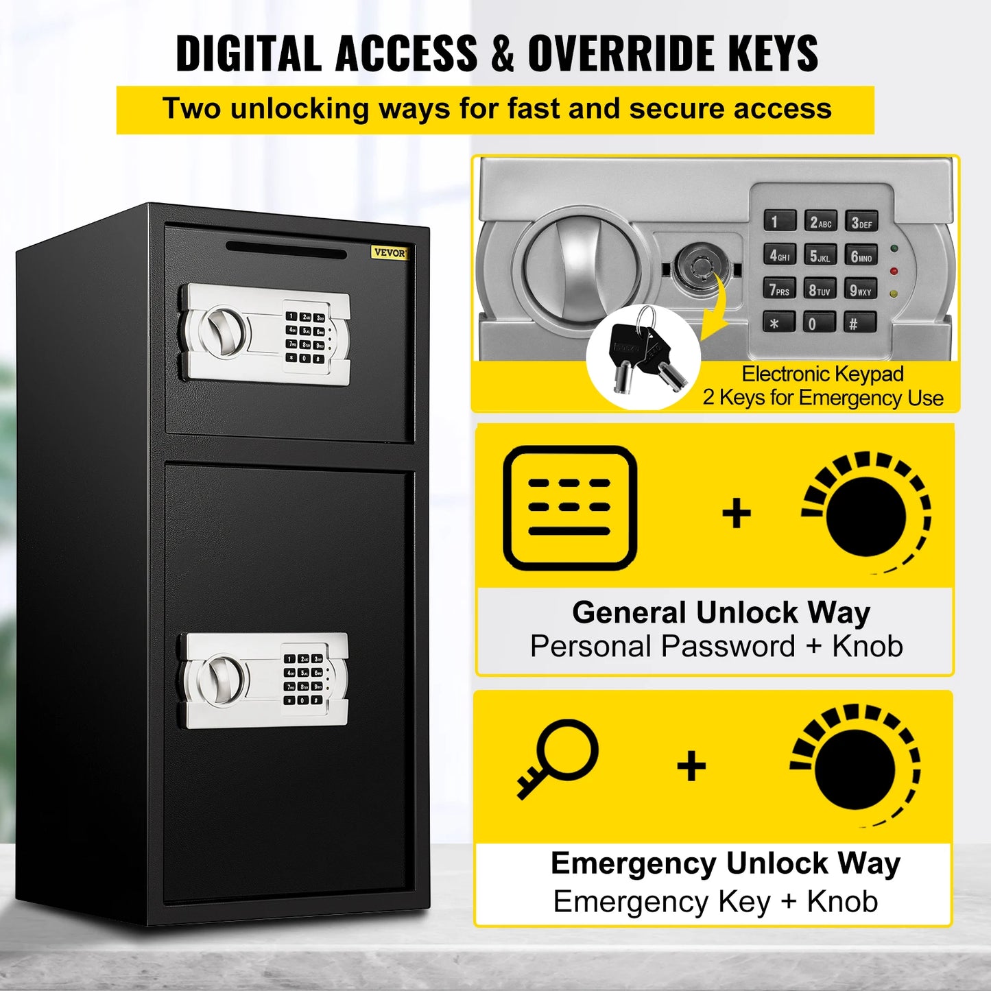 Double Door Safe Deposit Box With Electronic Lock For Home