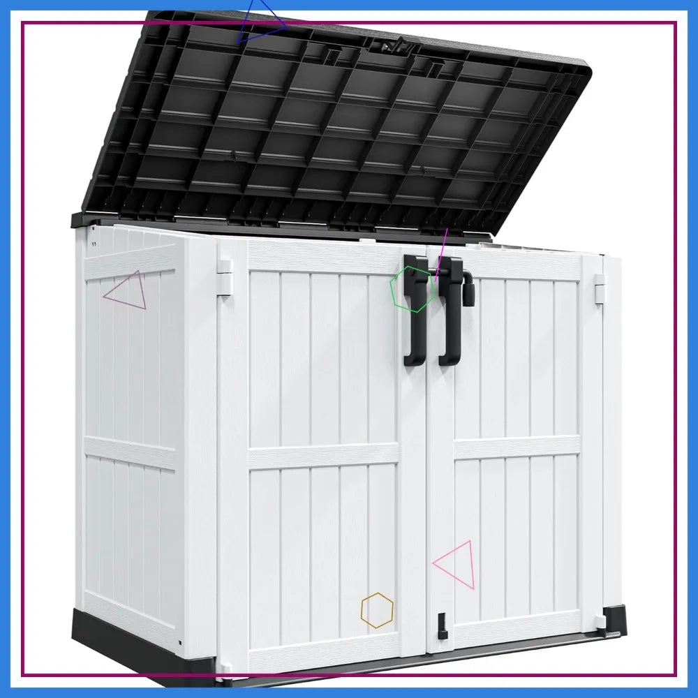 Outdoor Resin Storage Shed With Lockable Doors Waterproof Cabinet