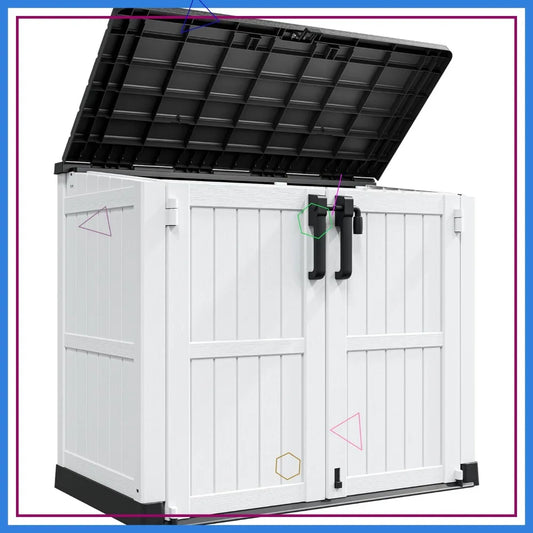 Outdoor Resin Storage Shed With Lockable Doors Waterproof Cabinet