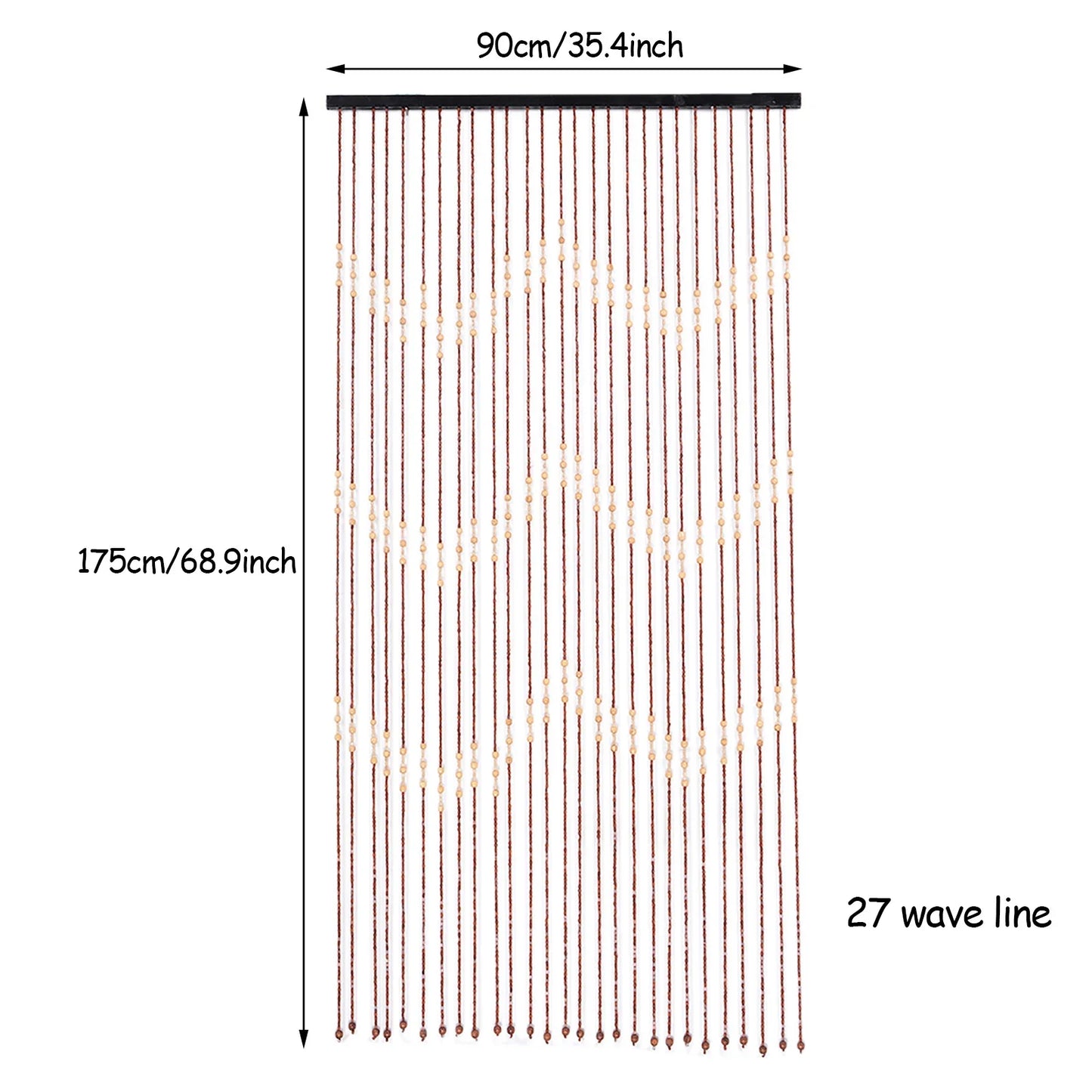 Wooden Bead Door Curtain With Jagged Pattern Fly Screen