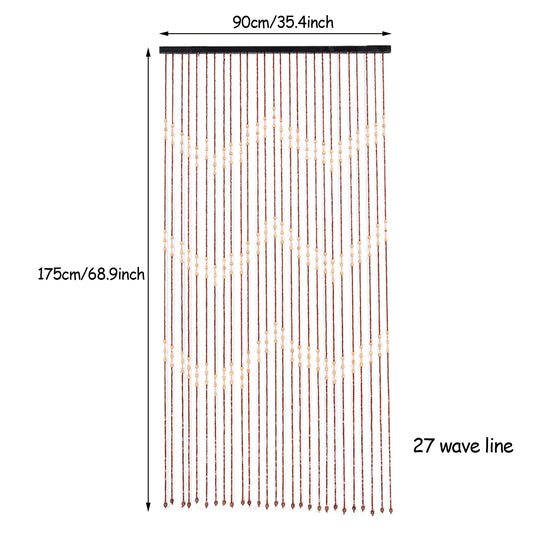 Wooden Bead Door Curtain With Jagged Pattern Fly Screen