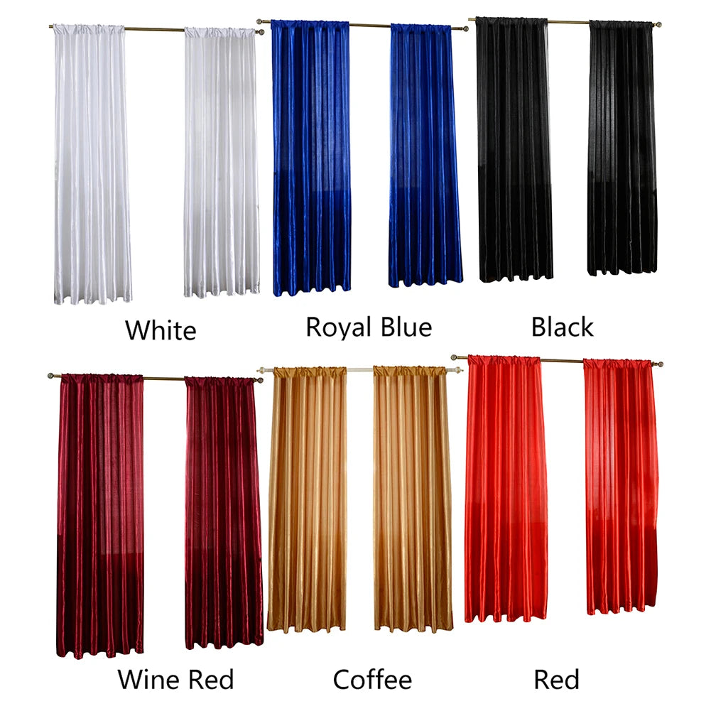 Solid Satin Curtain For Living Room Half Blackout Drape