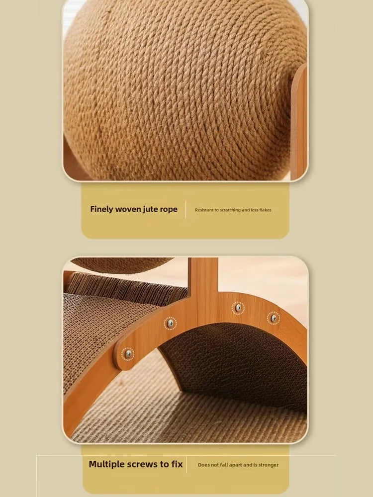 Wooden 2 In 1 Cat Scratcher Ferris Wheel Sisal Ball